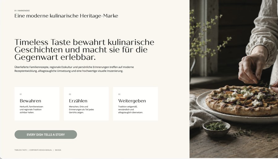 Timeless Taste Corporate Design Manual: Markenidee