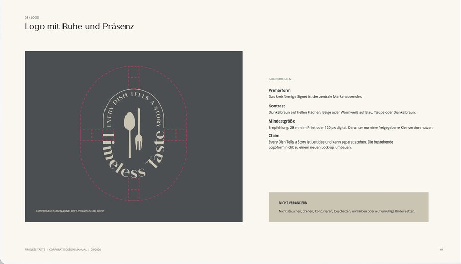 Timeless Taste Corporate Design Manual: Logo-Konstruktion
